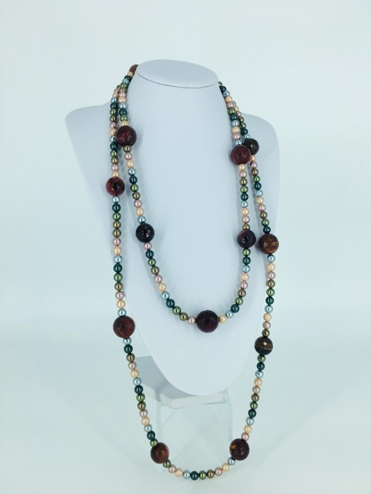 Rhodolite and Multicolored Pearls